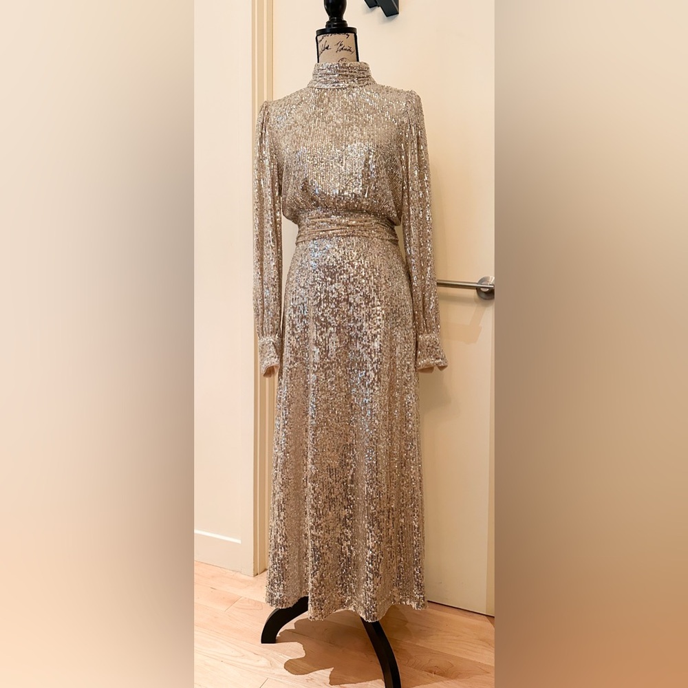 Silver sequin sparkly maxi dresss